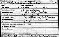 Willis Spellman birth record, 1868, Bradford, Vermont
